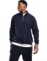 DTT half zip sweatshirt & jogger tracksuit set in navy