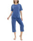 Women's 2-Pc. Cropped Anchor-Print Pajamas Set