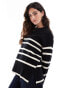 Vero Moda o neck jumper in black with cream stripe