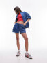 Topshop co-ord sporty pictot runner shorts in mid blue