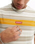 Levi's t-shirt with small boxtab in tan yellow stripe