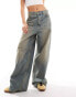 Mango vintage wash baggy jeans in vintage wash blue