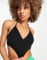 ASOS DESIGN halter cami top with scarf hem in black