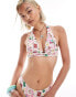 Reclaimed Vintage halter bikini top in pink western cowboy print