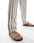 ASOS DESIGN relaxed beach trouser in heavyweight textured navy and white stripe