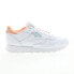 Reebok Classic Leather Womens White Leather Lace Up Lifestyle Sneakers Shoes