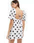 Stradivarius puff sleeve mini dress in spot print