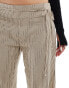 Pull&Bear tie detail waist trouser in sand stripe