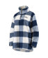 Women's Navy Seattle Seahawks Sherpa Plaid Quarter-Zip Jacket