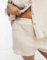 In The Style Plus towelling beach short co-ord in cream