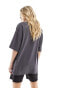 ASOS DESIGN oversized t-shirt with lenny kravitz licence graphic in washed charcoal