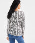 Women's Printed Long Sleeve Scoop-Neck Top, Created for Macy's