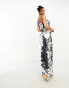 Rare London premium bandeau sequin disc maxi dress in silver