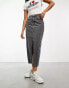 New Look split front denim maxi skirt in light grey