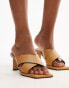 Topshop Cali premium leather square toe heeled mule in camel