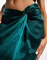 In The Style exclusive satin twist front maxi skirt co-ord in teal