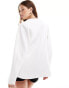 ASOS DESIGN collarless nipped waist blazer in white