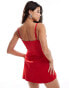 Murci exclusive rose bust ultra mini satin dress in red