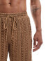 South Beach knit beach short co-ord in brown