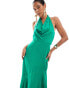 Closet London satin cowl neck maxi dress in green