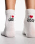 ASOS DESIGN socks with I love gossip in off white - WHITE