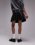 Topshop faux leather clean pleat mini skirt in black