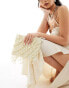 ASOS DESIGN beaded pearl fringe clutch bag in ivory