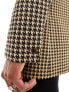 ASOS DESIGN slim longline blazer in brown puppytooth