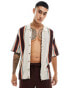 Cotton On cabana linen blend stripped knit shirt in multi