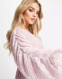 ASOS DESIGN Maternity embellished plunge mini dress in blush with blouson sleeve