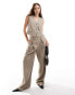 Vero Moda Aware textured waistcoat co-ord in taupe grey melange