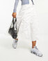 COLLUSION western tiered ruched maxi skirt in white