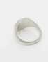 ASOS DESIGN round hammered signet ring in silver tone