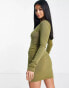 I Saw It First Petite knitted asymmetric cut out mini dress in olive