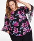 Plus Size Printed Ruffled-Cuff 3/4-Sleeve Blouse