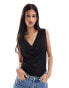 JDY reversible waterfall sleeveless top in black