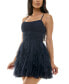 Juniors' Scoop-Neck Fit & Flare Mini Glitter Dress