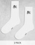 ASOS DESIGN 2 pack Disney Mickey Mouse embroidery socks in off white