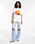 ASOS DESIGN oversized t-shirt with orange graphic in white