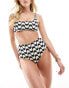 & Other Stories high waist bikini bottoms in black & white wave print