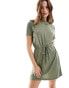 JDY tie detail t-shirt dress in green