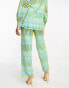 Y.A.S broderie wide leg trouser co-ord in blue and yellow