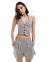 Bershka halterneck linen waistcoat co-ord in grey