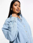 ASOS DESIGN Curve minimal denim shirt in lightwash blue