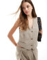 Vero Moda Aware textured waistcoat co-ord in taupe grey melange