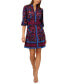 Women's 3/4-Sleeve Belted Fit & Flare Dress