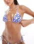 & Other Stories triangle tie bikini top in blue wavy print