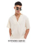 ASOS DESIGN short sleeve overhead linen blend shirt in ecru