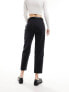 Stradivarius tailored pleat front cropped trouser in black