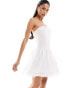 Kyo The Brand chiffon bandeau ruffle hem mini dress in white